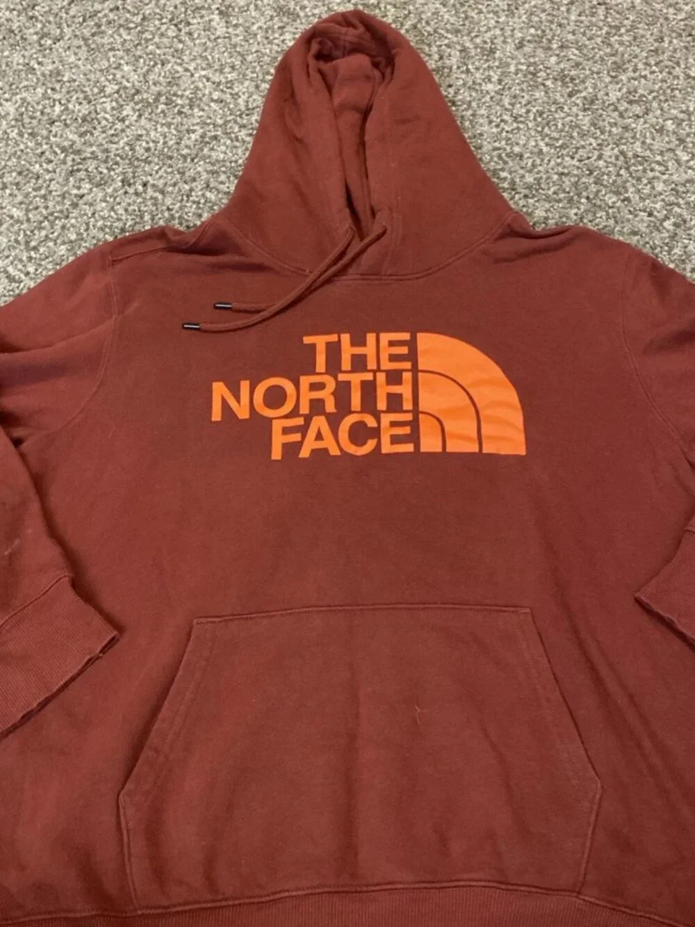 The North Face Tekno Logo Men's XL Brick Red Hoodie Pullover Hoody Jacket NF EUC